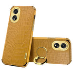 For Oppo A38 4G Case Crocodile Texture Ring Holder Kickstand Leather+TPU Phone Cover