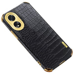 For Oppo A38 4G Case PU Leather+TPU Electroplated Phone Cover (Crocodile Texture)
