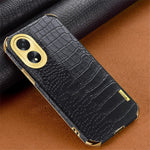 For Oppo A38 4G Case PU Leather+TPU Electroplated Phone Cover (Crocodile Texture)