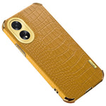 For Oppo A38 4G Case PU Leather+TPU Electroplated Phone Cover (Crocodile Texture)