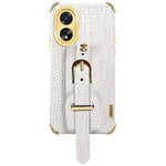 For Oppo A38 4G Case Electroplating Leather+TPU Phone Cover with Wristband