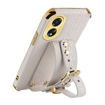 For Oppo A38 4G Case Electroplating Leather+TPU Phone Cover with Wristband