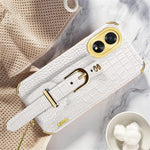 For Oppo A38 4G Case Electroplating Leather+TPU Phone Cover with Wristband