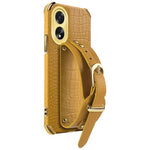 For Oppo A38 4G Case Electroplating Leather+TPU Phone Cover with Wristband