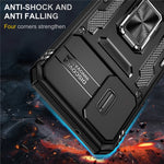 Armor Series For Samsung Galaxy A15 4G Case PC+TPU Anti-Drop Kickstand Phone Cover with Slide Lens Shield