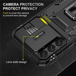 Armor Series For Samsung Galaxy A15 4G Case PC+TPU Anti-Drop Kickstand Phone Cover with Slide Lens Shield