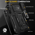 Armor Series For Samsung Galaxy A15 4G Case PC+TPU Anti-Drop Kickstand Phone Cover with Slide Lens Shield