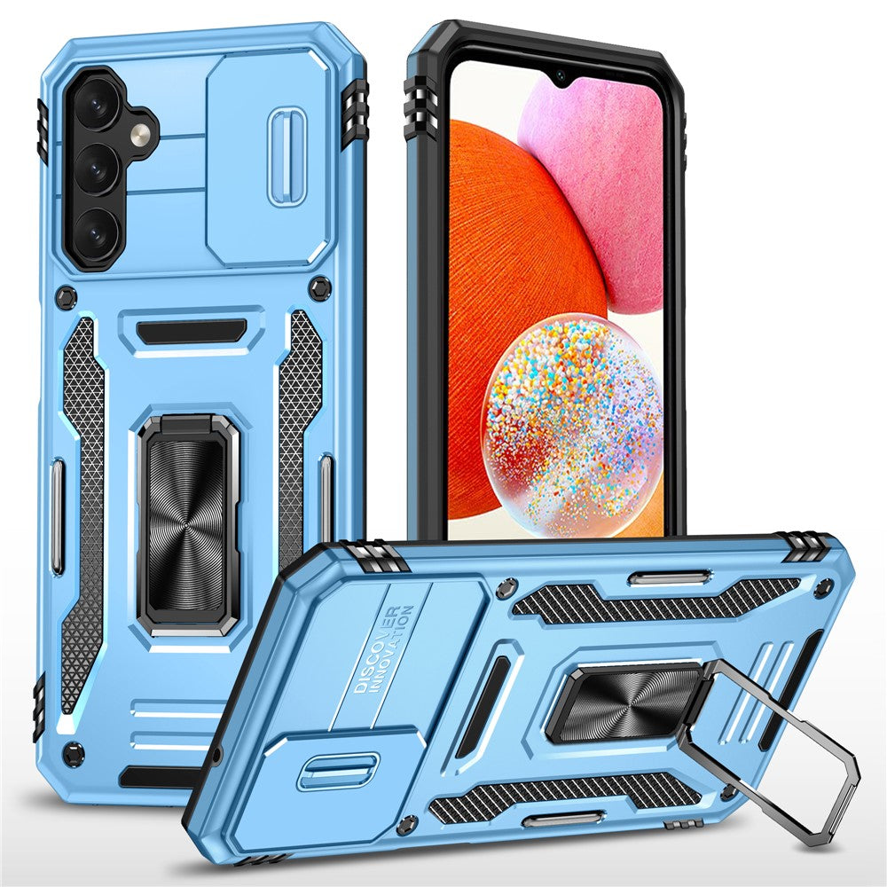 Armor Series For Samsung Galaxy A15 4G Case PC+TPU Anti-Drop Kickstand Phone Cover with Slide Lens Shield