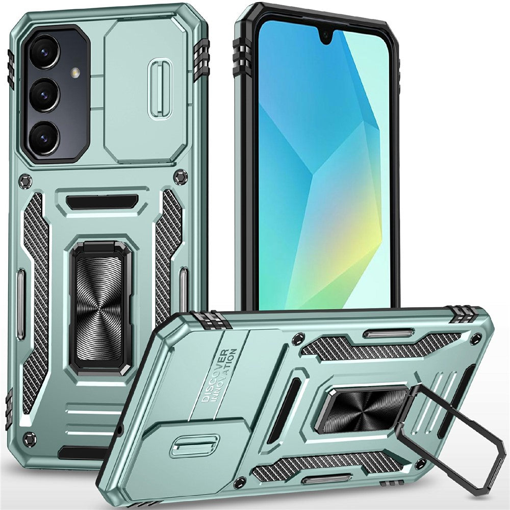 Armor Series For Samsung Galaxy S25 / S24 Case PC+TPU Shockproof Kickstand Smart Phone Back Protector with Slide Lens Lid