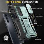 Armor Series For Samsung Galaxy S25 / S24 Case PC+TPU Shockproof Kickstand Smart Phone Back Protector with Slide Lens Lid