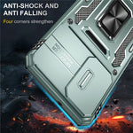 Armor Series For Samsung Galaxy S25 / S24 Case PC+TPU Shockproof Kickstand Smart Phone Back Protector with Slide Lens Lid