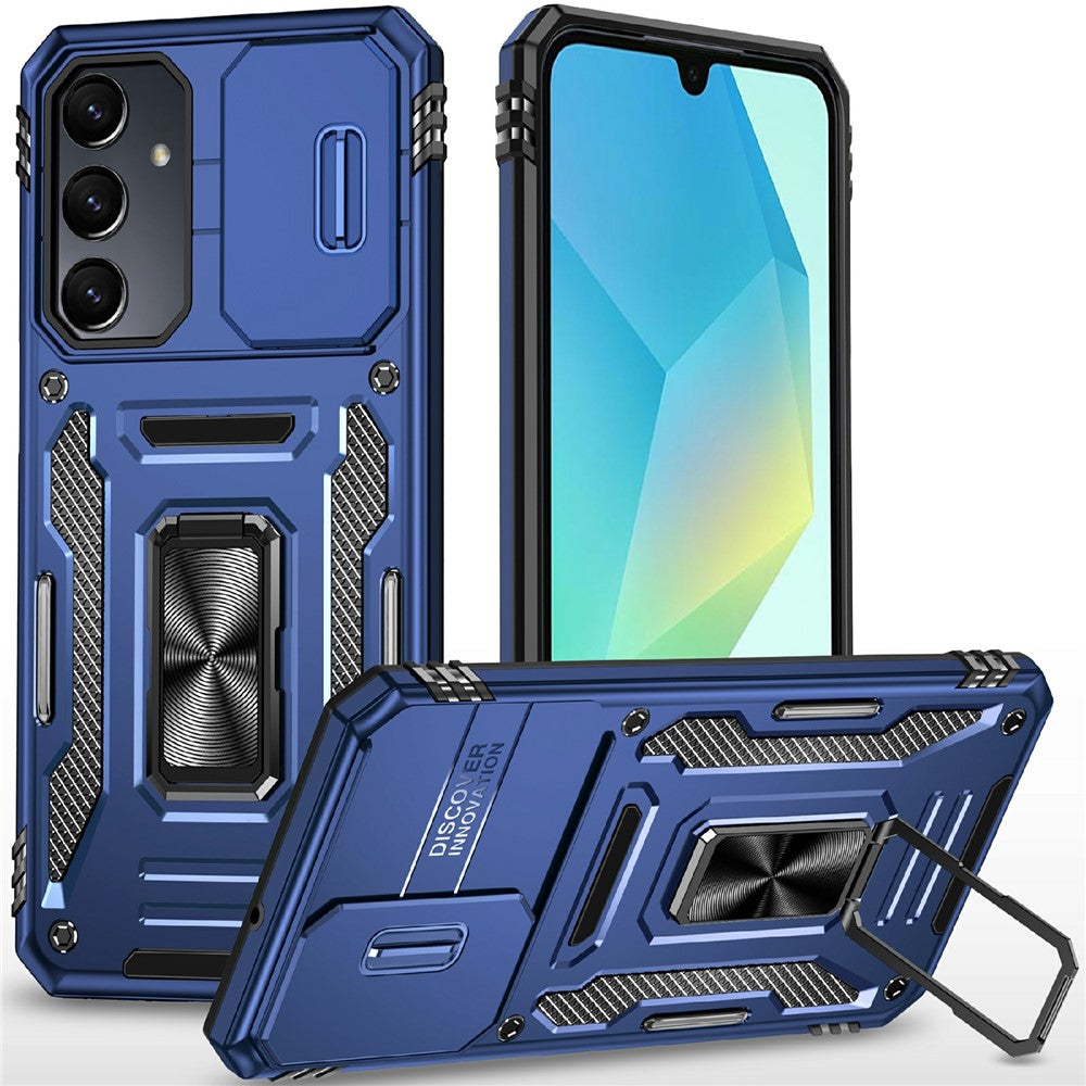 Armor Series For Samsung Galaxy S25 / S24 Case PC+TPU Shockproof Kickstand Smart Phone Back Protector with Slide Lens Lid