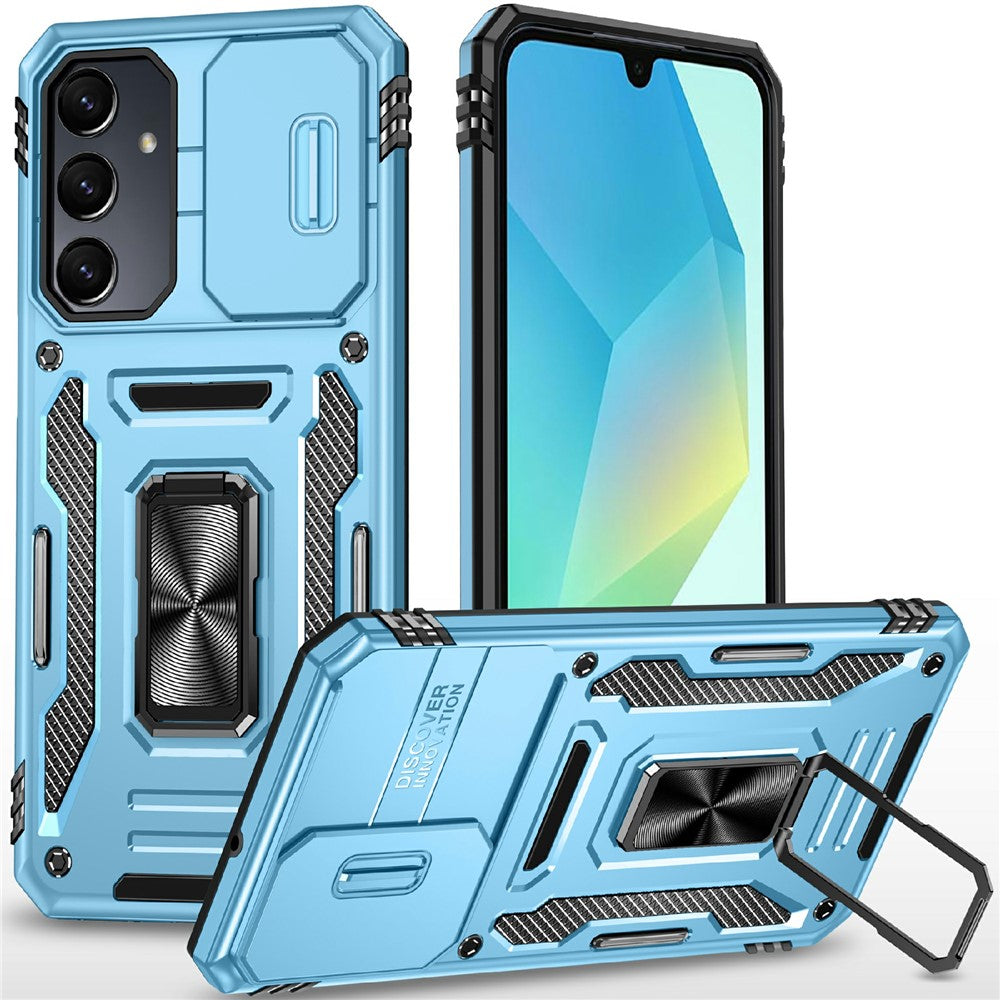 Armor Series For Samsung Galaxy S25 / S24 Case PC+TPU Shockproof Kickstand Smart Phone Back Protector with Slide Lens Lid