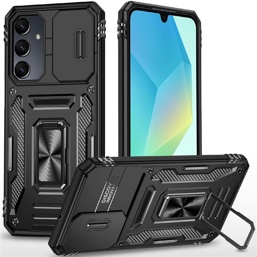 Armor Series For Samsung Galaxy S25 / S24 Case PC+TPU Shockproof Kickstand Smart Phone Back Protector with Slide Lens Lid