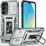 Armor Series For Samsung Galaxy S25 / S24 Case PC+TPU Shockproof Kickstand Smart Phone Back Protector with Slide Lens Lid