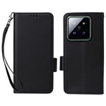 For Xiaomi 14 Pro Wallet Phone Case Magnetic Litchi Texture PU Leather Phone Cover with Strap