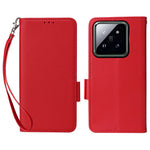 For Xiaomi 14 Pro Wallet Phone Case Magnetic Litchi Texture PU Leather Phone Cover with Strap