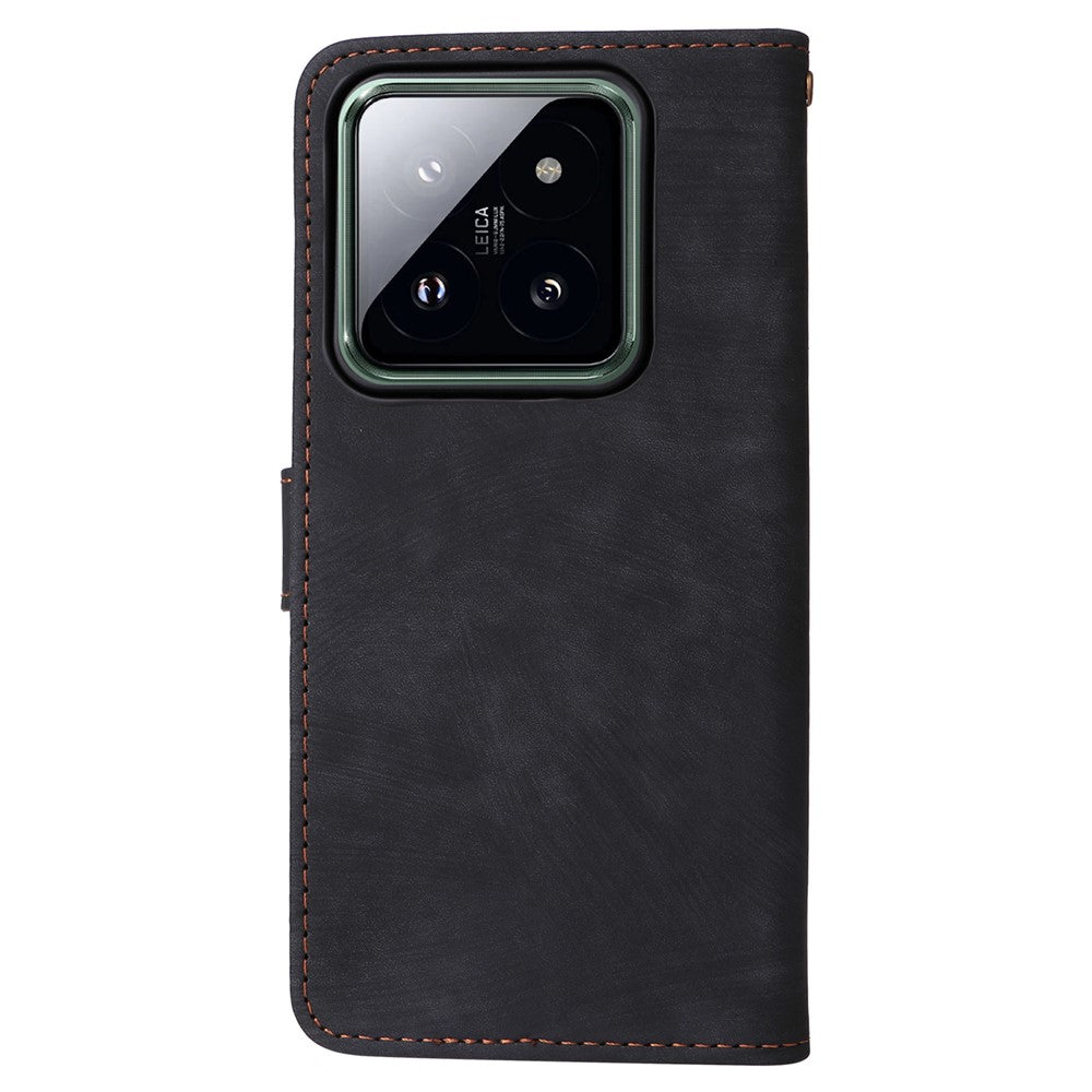 For Xiaomi 14 Pro PU Leather Smartphone Case RFID Blocking Phone Cover with Strap