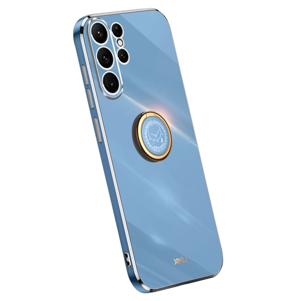 XINLI För Samsung Galaxy S24 Ultra Skal Elektropläterat TPU mobilskal med Ringstativ