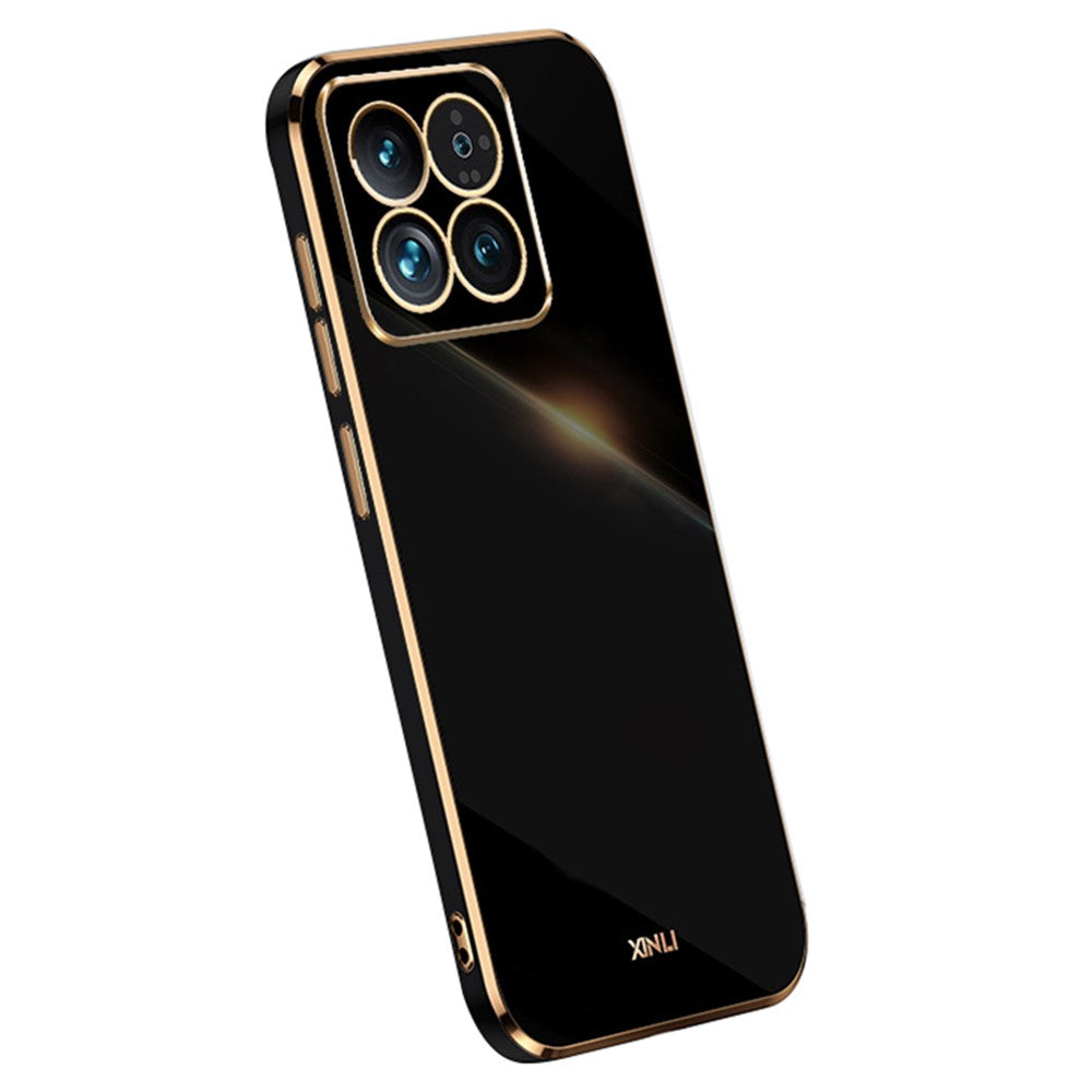 XINLI For Xiaomi 14 Pro Cover Electroplating Gold Edge TPU Anti-scratch Phone Case