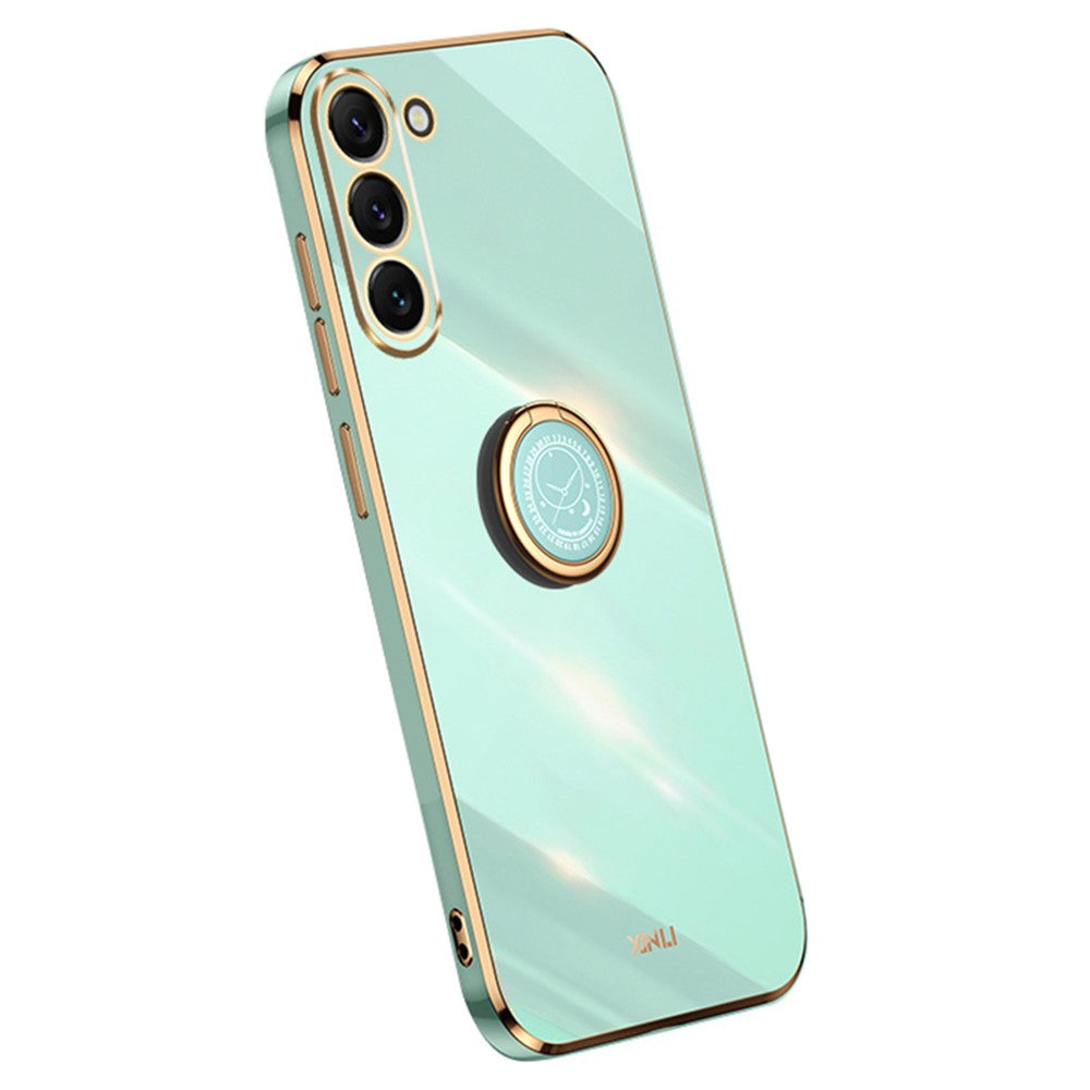 XINLI For Samsung Galaxy S24 Case Electroplated TPU Phone Ring Kickstand Back Cover