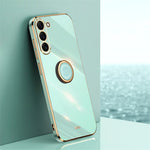 XINLI For Samsung Galaxy S24 Case Electroplated TPU Phone Ring Kickstand Back Cover