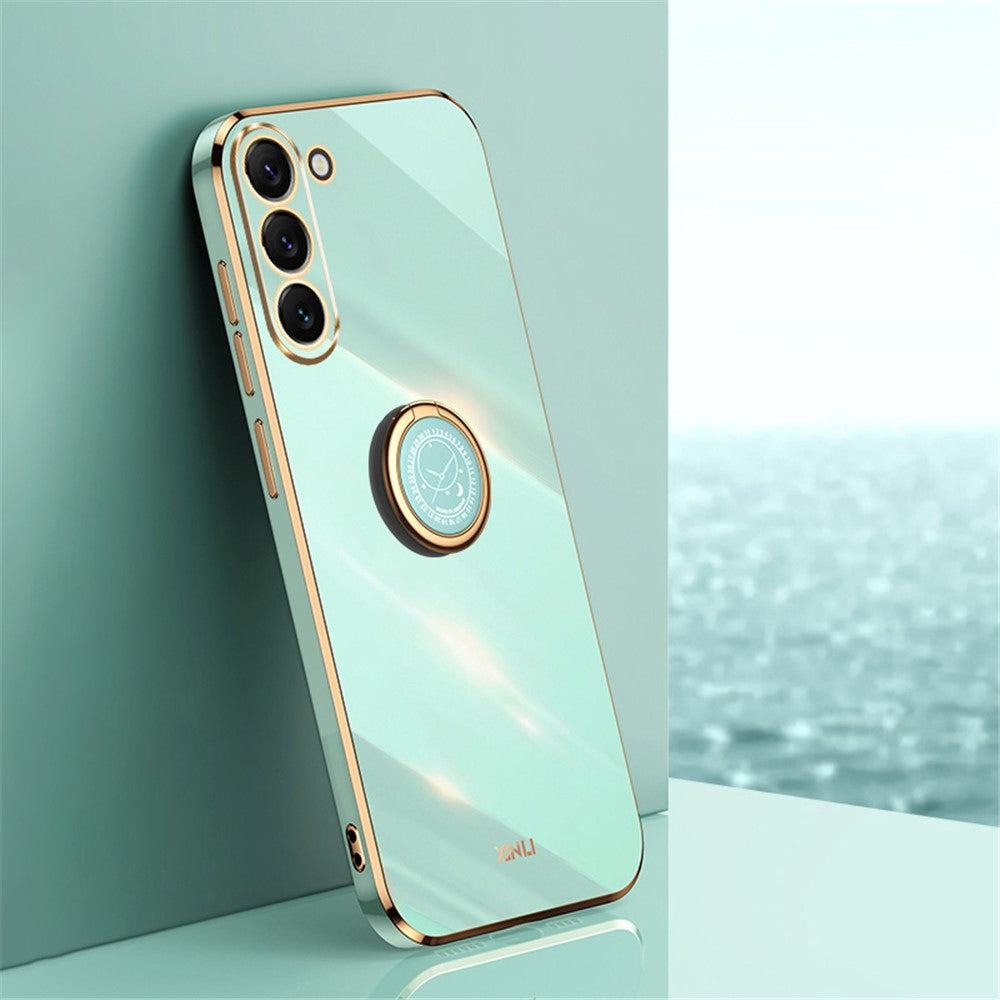 XINLI For Samsung Galaxy S24 Case Electroplated TPU Phone Ring Kickstand Back Cover