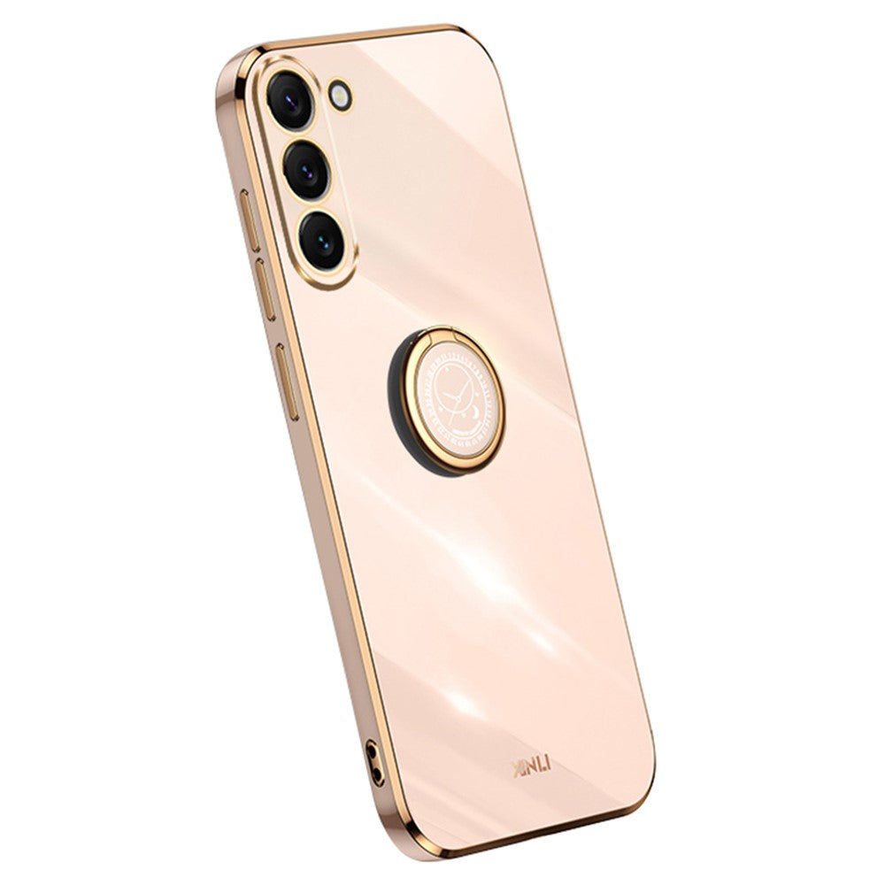 XINLI For Samsung Galaxy S24 Case Electroplated TPU Phone Ring Kickstand Back Cover