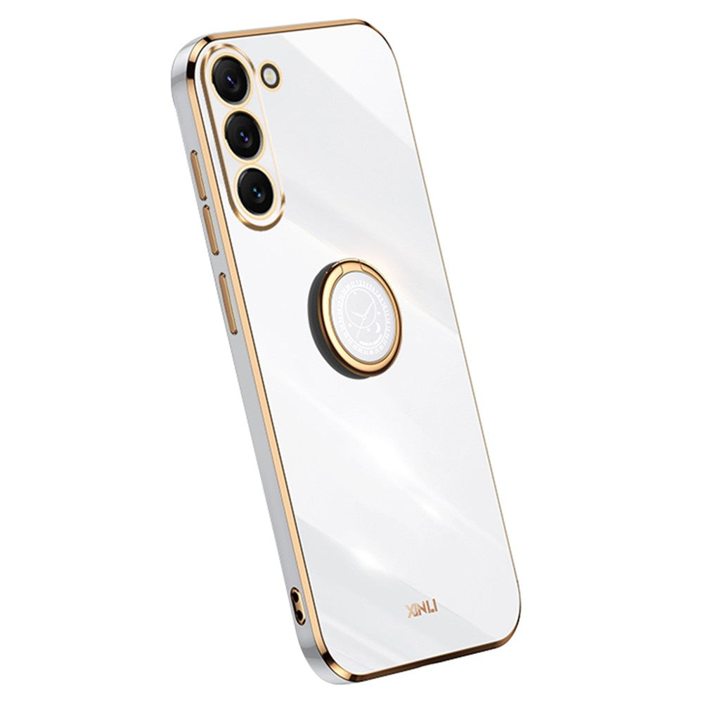 XINLI For Samsung Galaxy S24 Case Electroplated TPU Phone Ring Kickstand Back Cover
