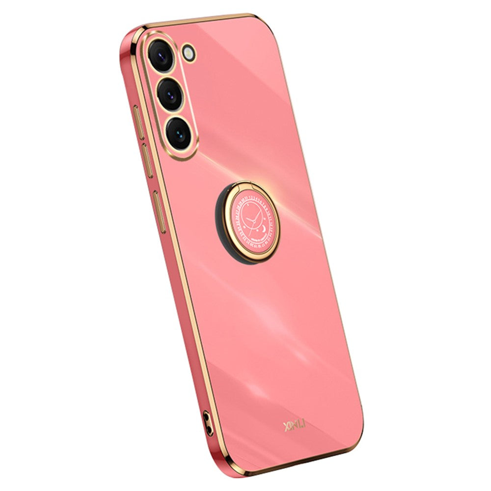 XINLI For Samsung Galaxy S24 Case Electroplated TPU Phone Ring Kickstand Back Cover