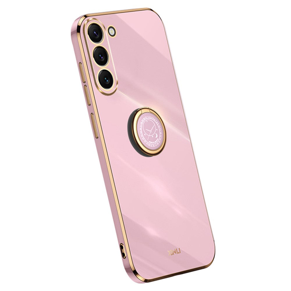 XINLI For Samsung Galaxy S24 Case Electroplated TPU Phone Ring Kickstand Back Cover