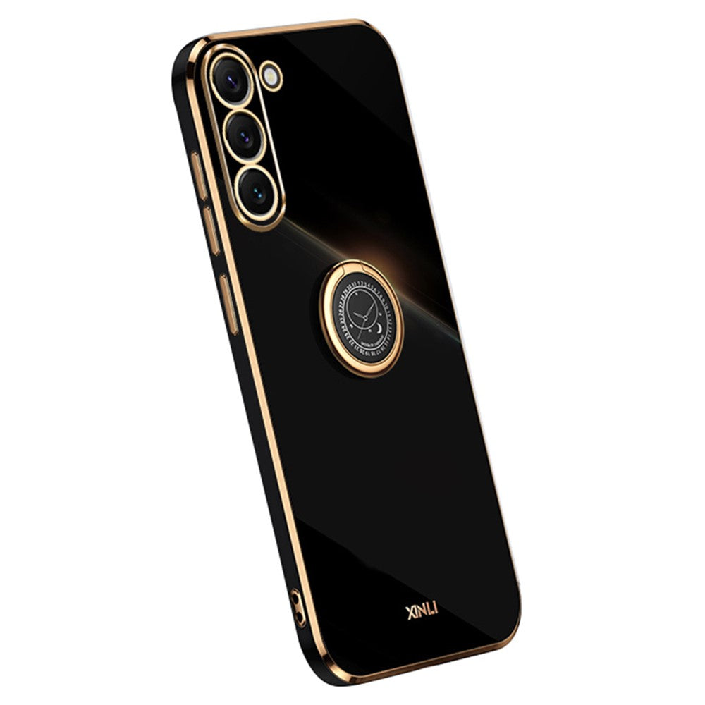 XINLI For Samsung Galaxy S24 Case Electroplated TPU Phone Ring Kickstand Back Cover