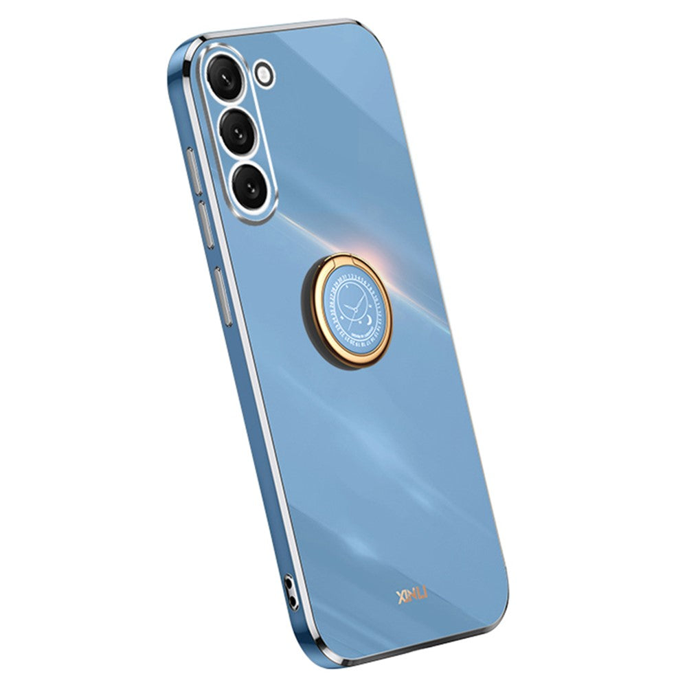 XINLI For Samsung Galaxy S24 Case Electroplated TPU Phone Ring Kickstand Back Cover