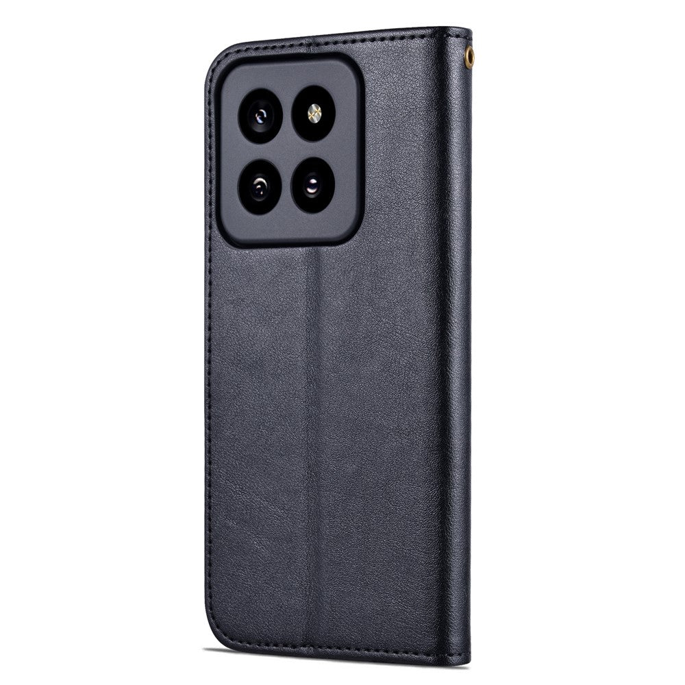 AZNS PU Leather Phone Shell for Xiaomi 14 Pro Case Anti-scratch Wallet Magnetic Phone Cover