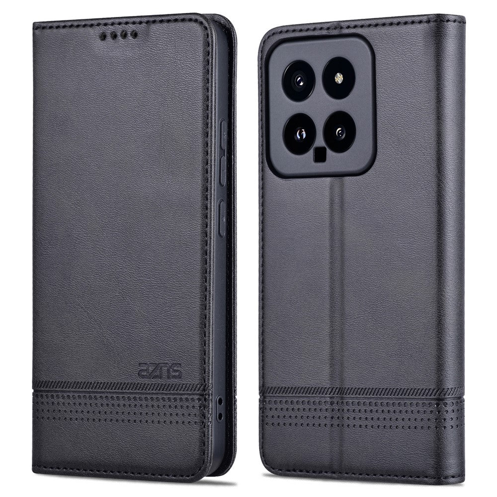 AZNS For Xiaomi 14 Case Anti-Scratch Cell Phone Stand Wallet Cover