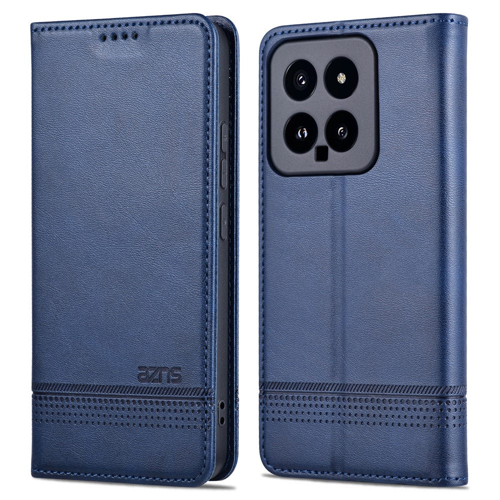 AZNS For Xiaomi 14 Case Anti-Scratch Cell Phone Stand Wallet Cover