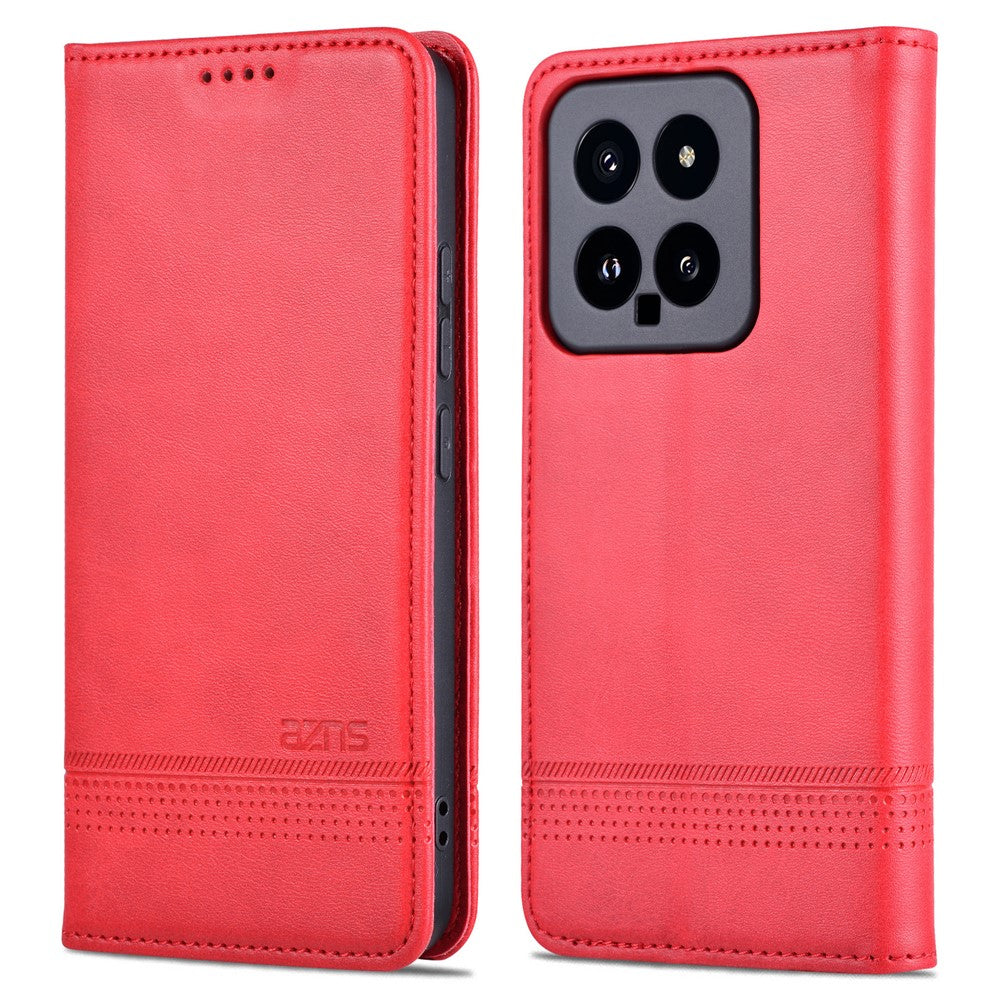 AZNS For Xiaomi 14 Case Anti-Scratch Cell Phone Stand Wallet Cover