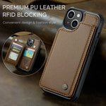 iPhone 15 Plus mobilskal CASEME C22 läderbaksida med RFID-blockerande kortplatser