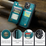 For iPhone 15 Phone Case CASEME C22 Leather Back Cover with RFID Blocking Card Slots