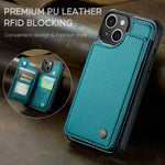 For iPhone 15 Phone Case CASEME C22 Leather Back Cover with RFID Blocking Card Slots