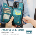 For iPhone 15 Phone Case CASEME C22 Leather Back Cover with RFID Blocking Card Slots