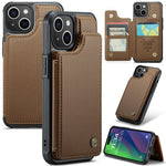 For iPhone 15 Phone Case CASEME C22 Leather Back Cover with RFID Blocking Card Slots