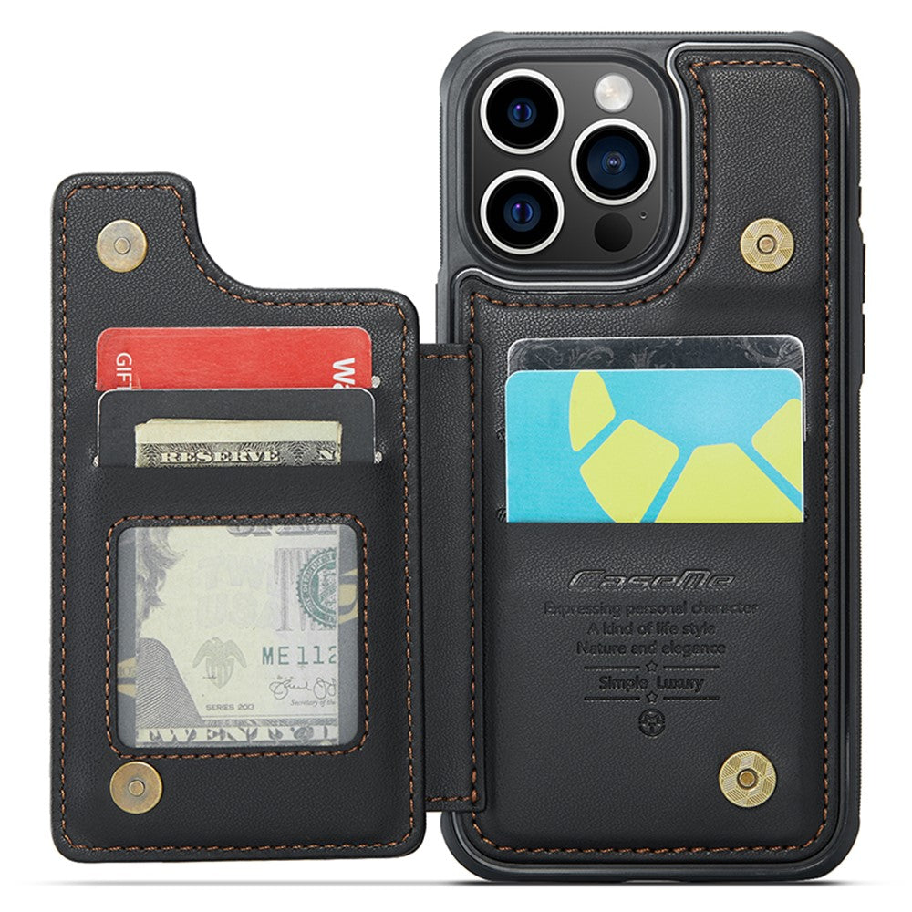 For iPhone 15 Pro Phone Case CASEME C22 Leather Back Cover with RFID Blocking Card Slots