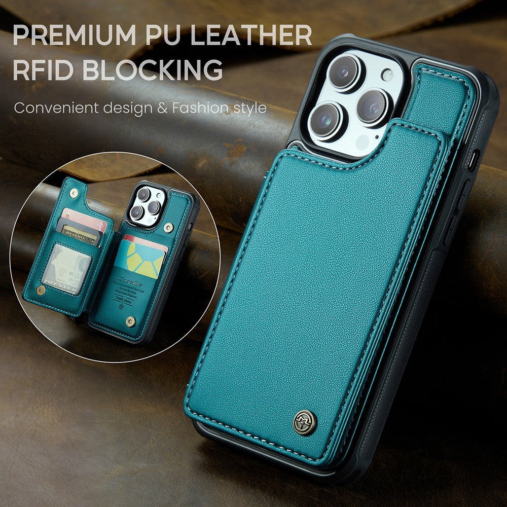 For iPhone 13 Pro Phone Case CASEME C22 Leather Back Cover with RFID Blocking Card Slots