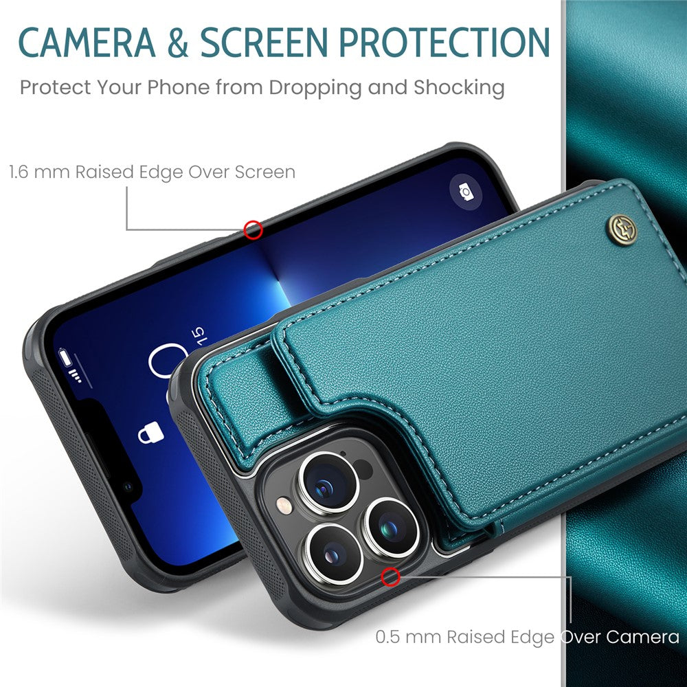 For iPhone 13 Pro Phone Case CASEME C22 Leather Back Cover with RFID Blocking Card Slots