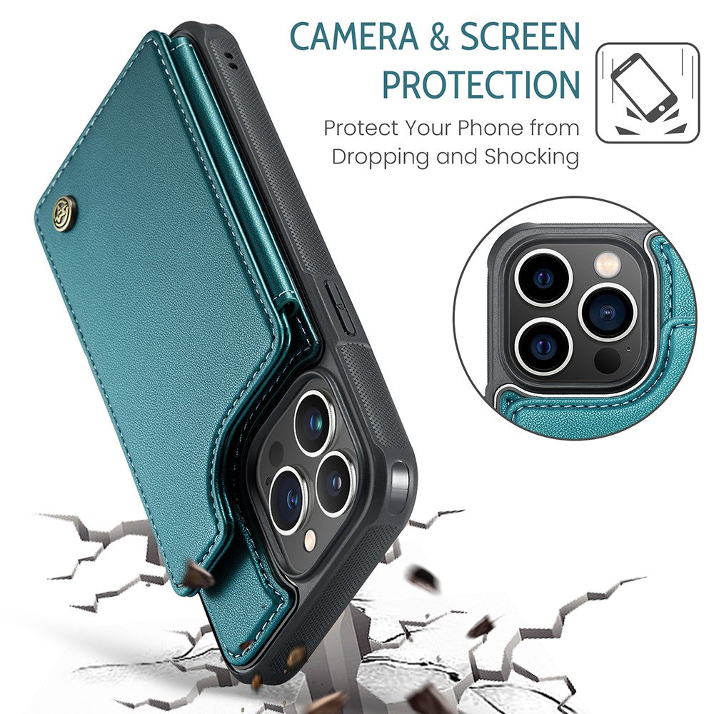 For iPhone 13 Pro Phone Case CASEME C22 Leather Back Cover with RFID Blocking Card Slots