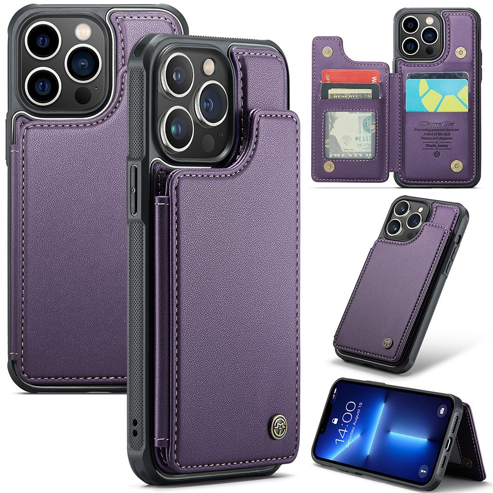 For iPhone 13 Pro Phone Case CASEME C22 Leather Back Cover with RFID Blocking Card Slots
