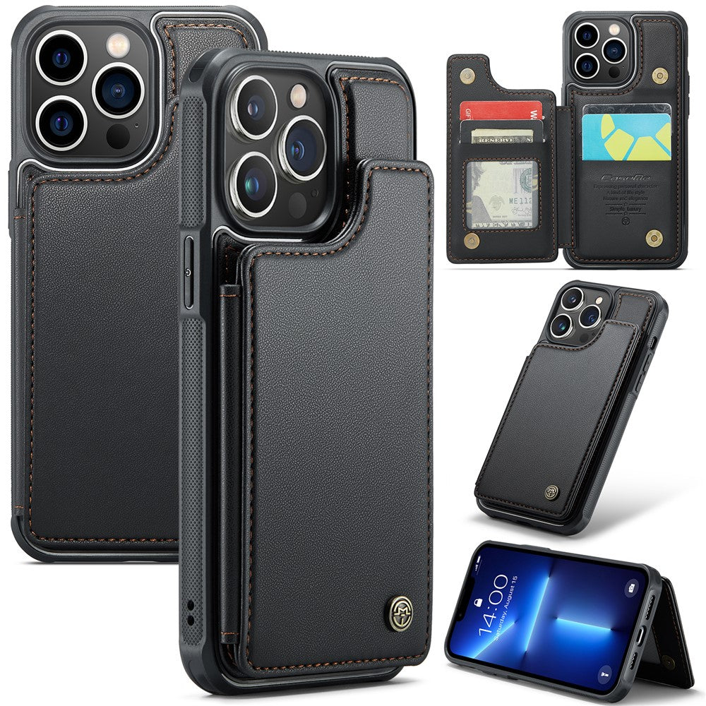 For iPhone 13 Pro Phone Case CASEME C22 Leather Back Cover with RFID Blocking Card Slots