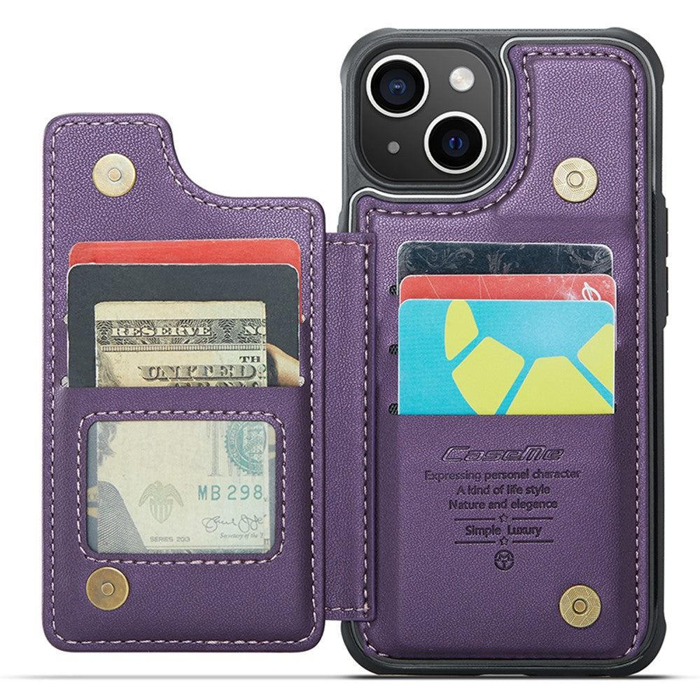 For iPhone 14 Plus Phone Case CASEME C22 Leather Back Cover with RFID Blocking Card Slots