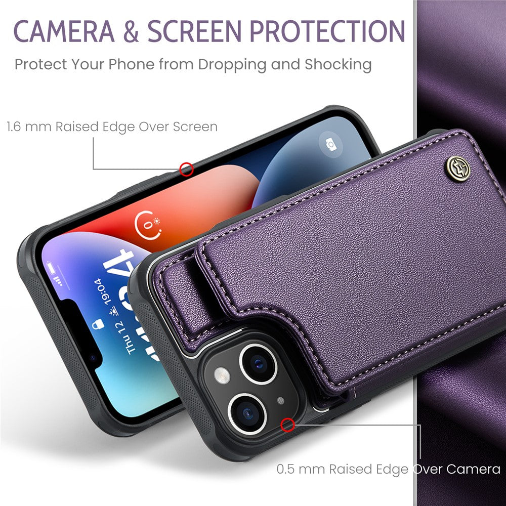 For iPhone 14 Plus Phone Case CASEME C22 Leather Back Cover with RFID Blocking Card Slots